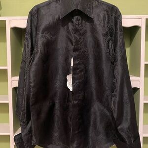 Classic Angelino Black Paisley Men's Dress Shirt
